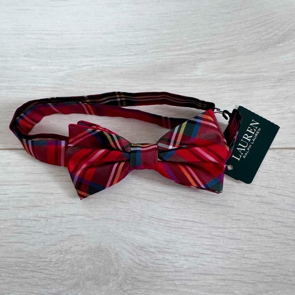 NWT Lauren Ralph Lauren Boys Classic Tartan Silk Bow Tie